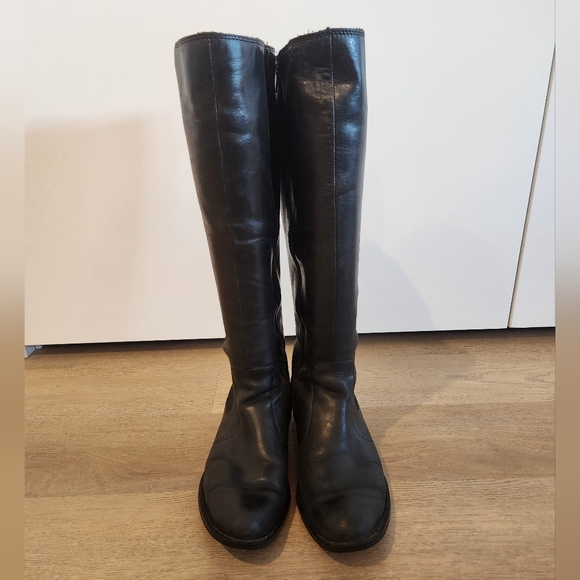 Women's Born Black Leather Zip Knee High Riding Boots Size 9.5 - Picture 2 of 7